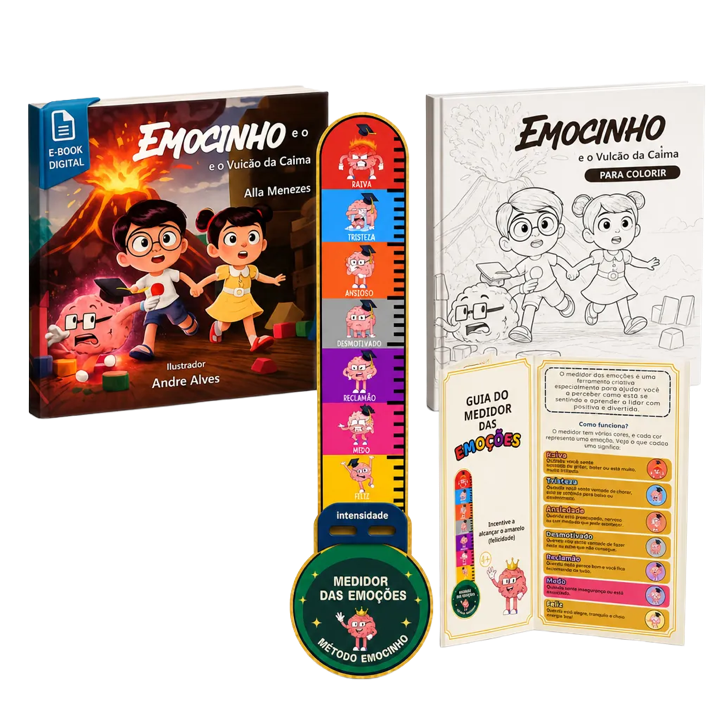 Kit Controle da Raiva: livro, livro para colorir, Medidor das Emoções e guia